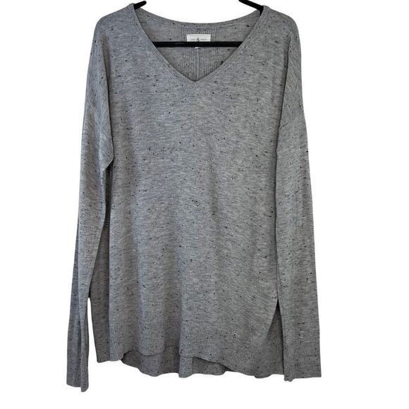 Lou & Grey Lightweight Speckled Gray Split Back Pullover Sweater Size Small - Picture 1 of 8